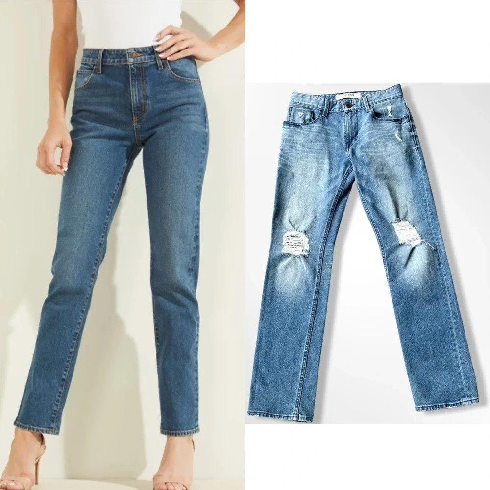 Guess Slim Straight  Distressed Jeans